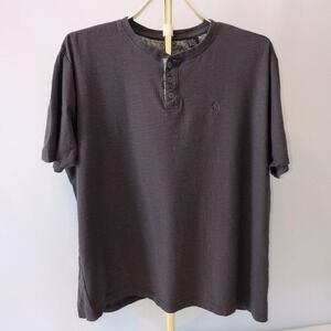 Lions Crest by English Laundry Henley Men XL Charcoal Grey Slub Cotton T9IV25LC‎